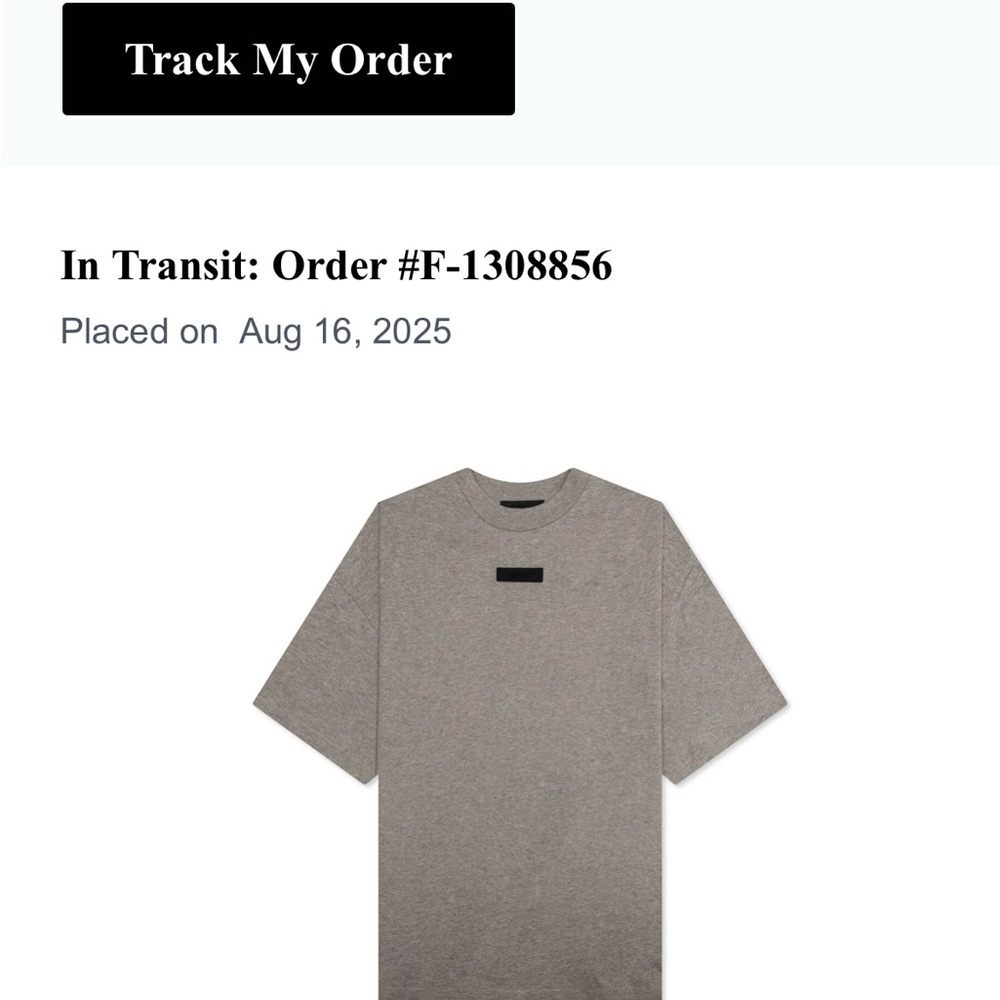 Fear of God Gray Short Sleeve Tee